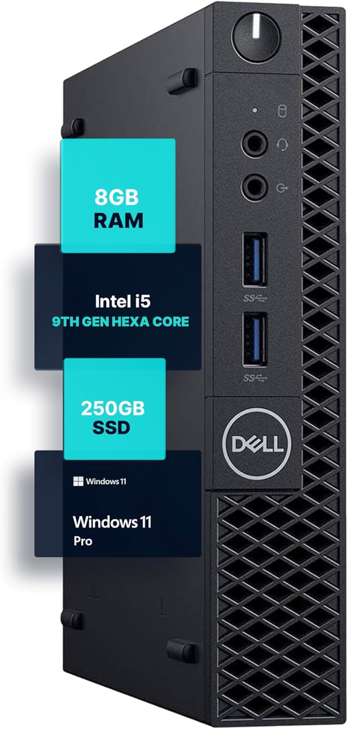 Dell Optiplex 3070 Micro PC | Windows 11 Pro | Intel i5-9500 | 8GB RAM + 250GB SSD | WiFi + BT | Mini Desktop Computer (Refurbished))